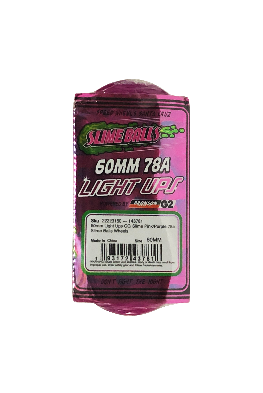 Roda Slime Balls Light Ups Pink e Purple 60mm 78A com rolamento Bronson G2